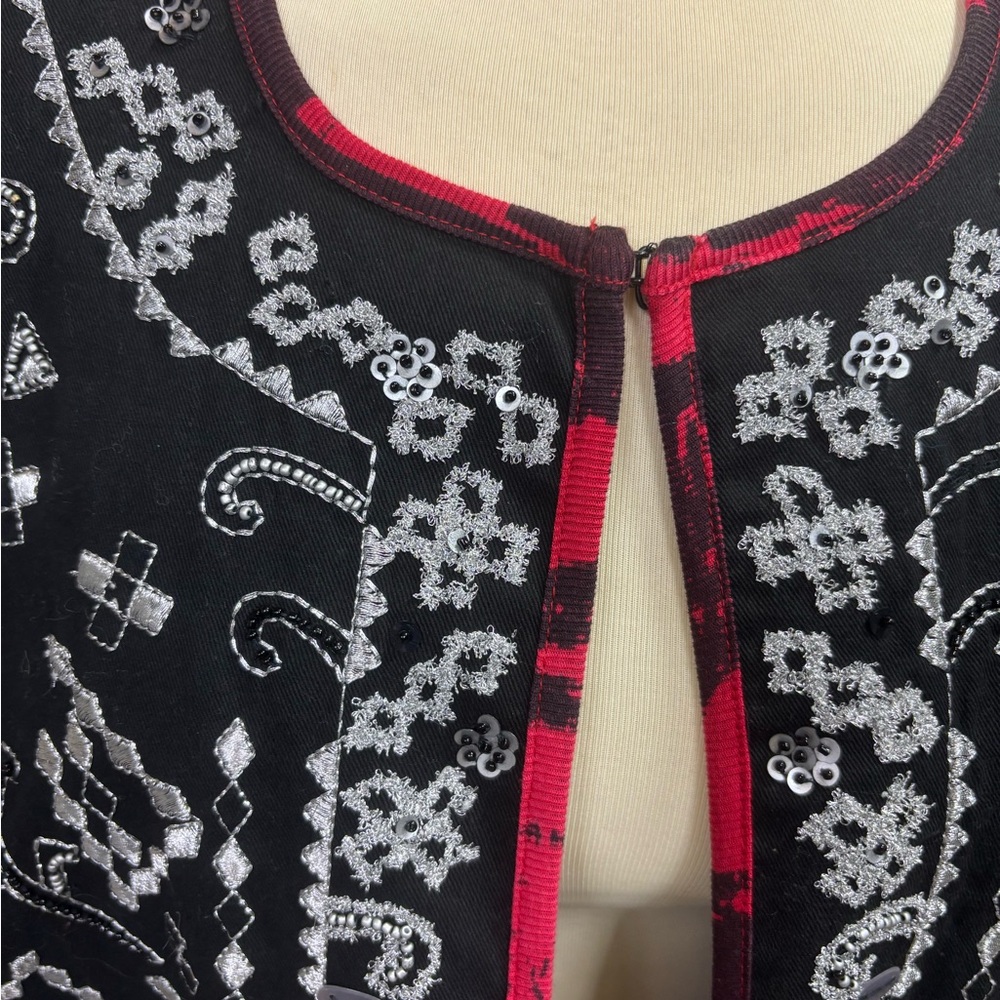 Notations Embroidered Open Front Jacket - Picture 4 of 10